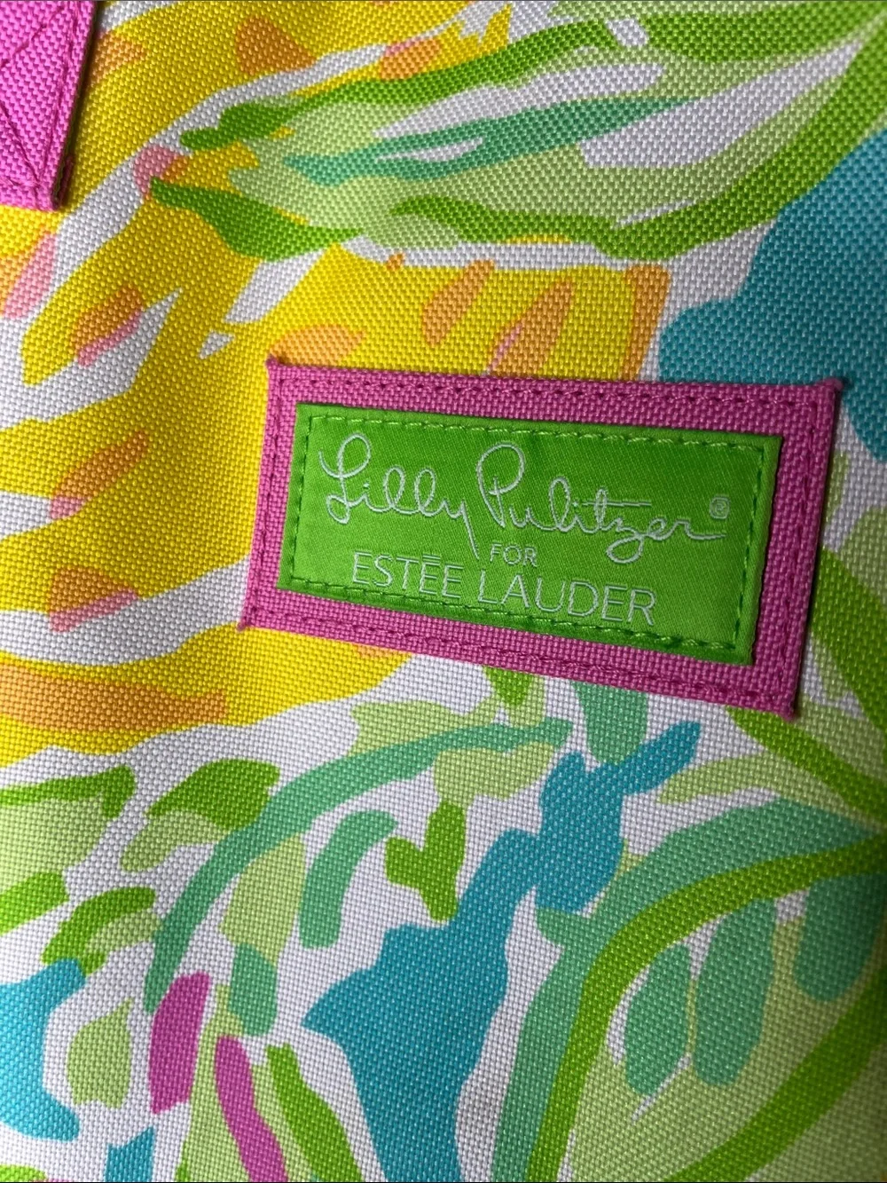 Lilly Pulitzer for Estée Lauder Canvas tote bag vibrant lemon print,